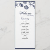 Nautical Oceanic klassiek marineblauw huwelijkspro Programmakaart (Voorkant)