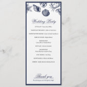 Nautical Oceanic klassiek marineblauw huwelijkspro Programmakaart (Achterkant)