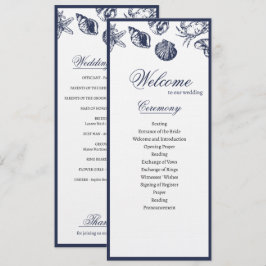 Nautical Oceanic klassiek marineblauw huwelijkspro Programmakaart