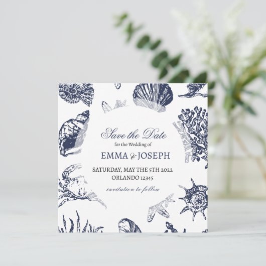 Nautical Oceanic klassiek marineblauw "Save the Da Kaart (Staand voorkant)