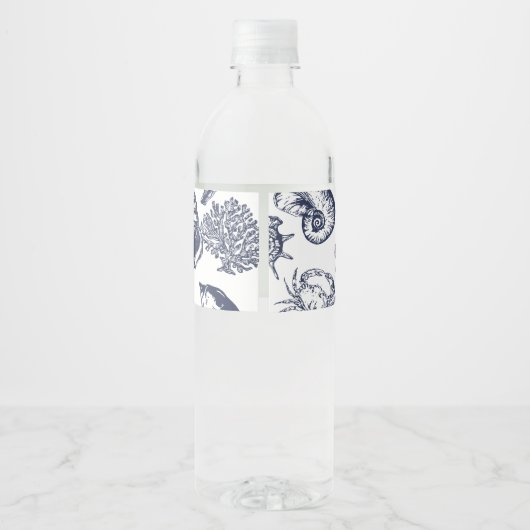 Nautical Oceanic klassieke marine bruiloft "Welkom Waterfles Etiket (Achterkant)