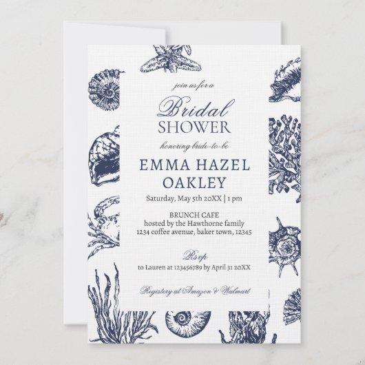 Nautical Oceanic marvy Bridal Shower Kaart (Voorkant)