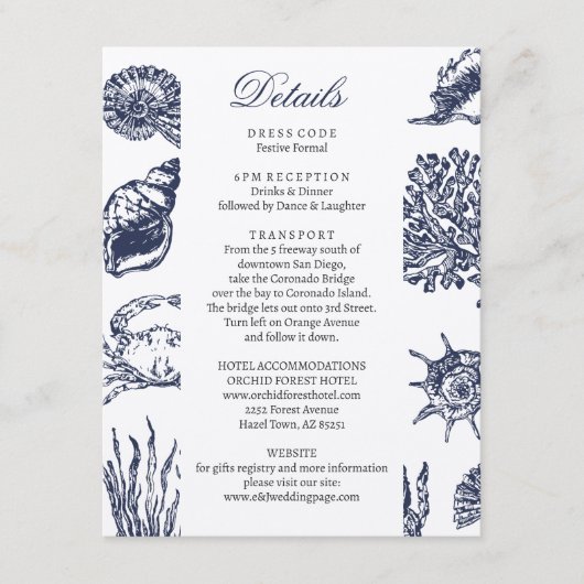 Nautical Oceanic marvy Wedding — Enclosure Informatiekaartje (Voorkant)