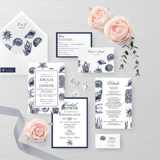 Nautical Oceanic marvy Wedding — Enclosure Informatiekaartje