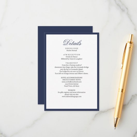 Nautical Oceanic marvy Wedding — Enclosure Informatiekaartje (Voorkant / Achterkant in situ)