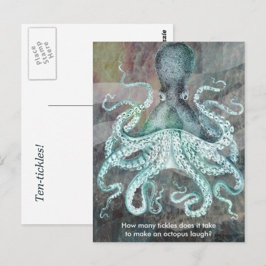Nautical  Octopus Briefkaart (Voorkant / Achterkant)