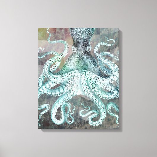 Nautical Octopus Canvas Afdruk (Voorkant)