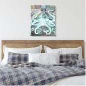 Nautical Octopus Canvas Afdruk (Insitu (Slaapkamer))