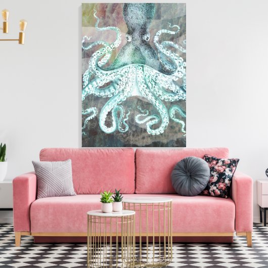 Nautical  Octopus Canvas Afdruk (Insitu (Woonkamer))