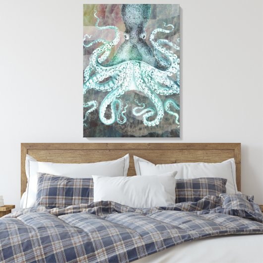 Nautical  Octopus Canvas Afdruk (Insitu (Slaapkamer))