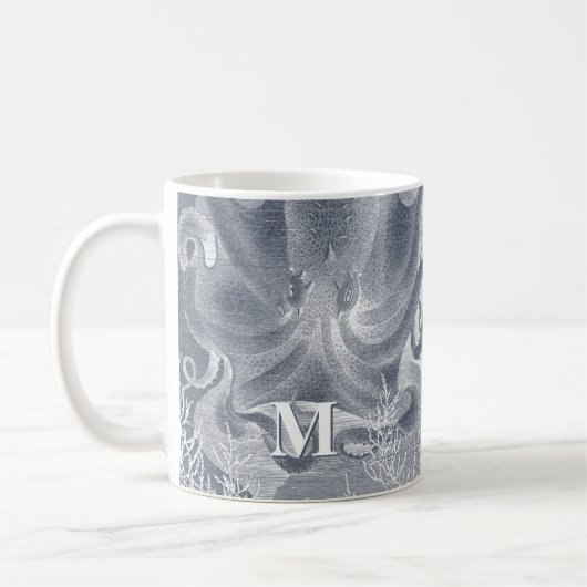 Nautical Octopus Coastal Beach House Monogram Koffiemok (Links)