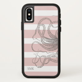 Nautical Octopus Coastal Pink Stripes Case-Mate iPhone Case