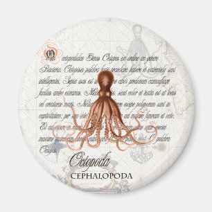 Nautical Octopus Illustratie & Typografie Magneet