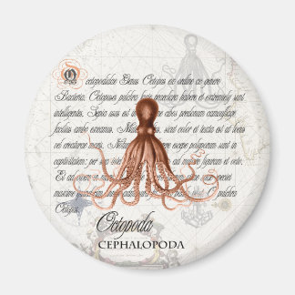 Nautical  Octopus Illustratie & Typografie Magneet