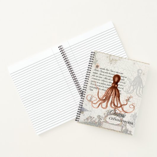 Nautical  Octopus Illustratie & Typografie Notitieboek (Binnen)