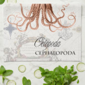 Nautical  Octopus Illustratie & Typografie Theedoek (Gevouwen)