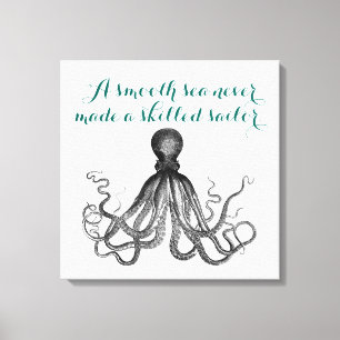 Nautical Octopus Kraken een glad zee dat nooit gem Canvas Afdruk