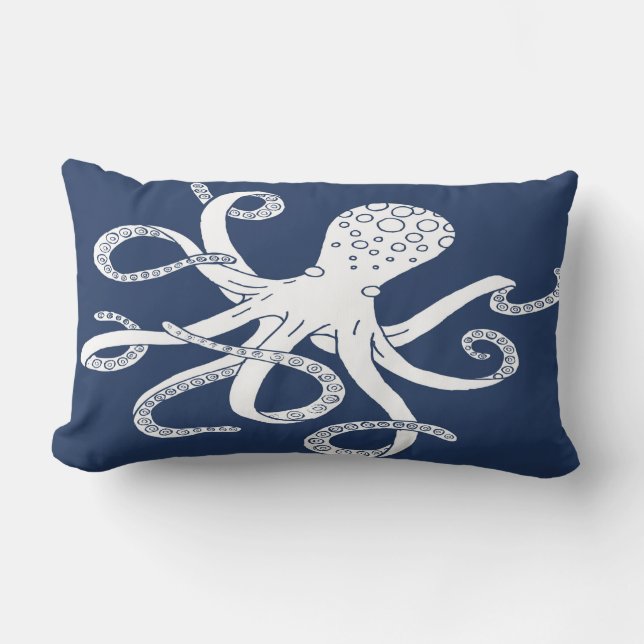 Nautical Octopus Lumbar Pillow Kussen (Voorkant)