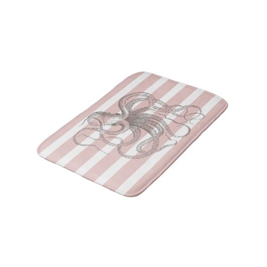 Nautical  Octopus on Coastal Pink Stripes Badmat (Gekanteld)