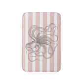 Nautical  Octopus on Coastal Pink Stripes Badmat (Voorkant Verticaal)