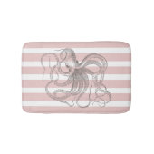 Nautical  Octopus on Coastal Pink Stripes Badmat (Voorkant)