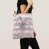 Nautical Octopus on Coastal Pink Stripes Tote Bag (Dichtbij)