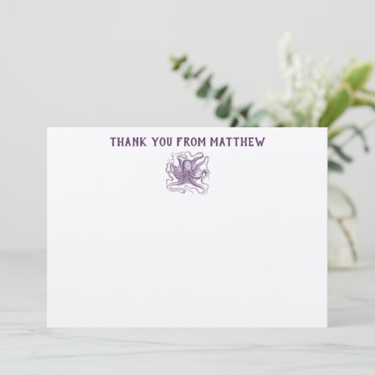 Nautical Octopus Persoonlijke flatpanel Hartelijk  Bedankkaart (Staand voorkant)