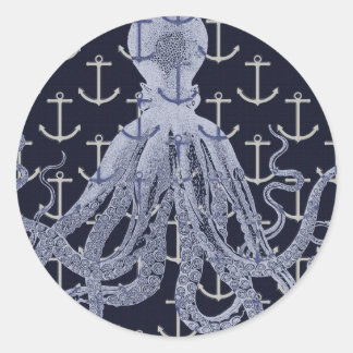 Nautical octopus ronde sticker