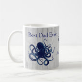 Nautical Octopus Squid Navy Blue Best Dad Ever Cof Koffiemok (Links)