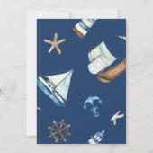 Nautical Oh Baby Navy Baby shower Invitation Kaart (Achterkant)