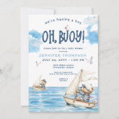 Nautical Oh Boy Sailor Teddy Bears Baby shower Kaart (Voorkant)