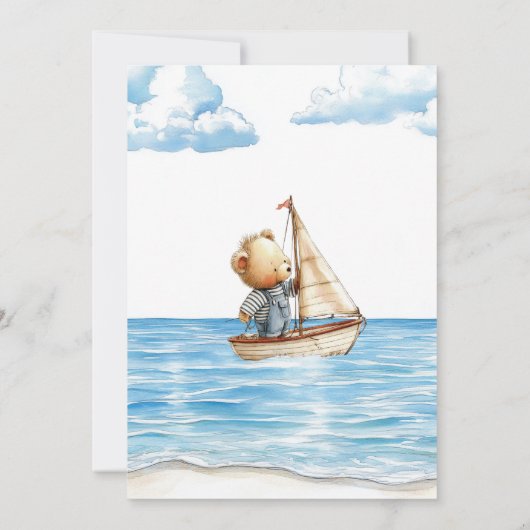 Nautical Oh Boy Sailor Teddy Bears Baby shower Kaart (Achterkant)