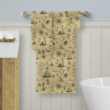 Nautical  Old Map Pattern Coastal Decor