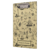  Nautical Old Map Pattern Voeg Jouw naam toe Klembord (Links)