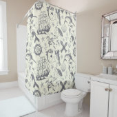 Nautical Old Sailor Tattoos gevierd Douchegordijn (In situ)