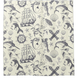 Nautical Old Sailor Tattoos gevierd Douchegordijn