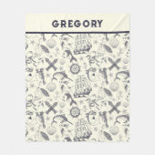 Nautical Old Sailor Tattoos gevierd Fleece Deken (Voorkant)