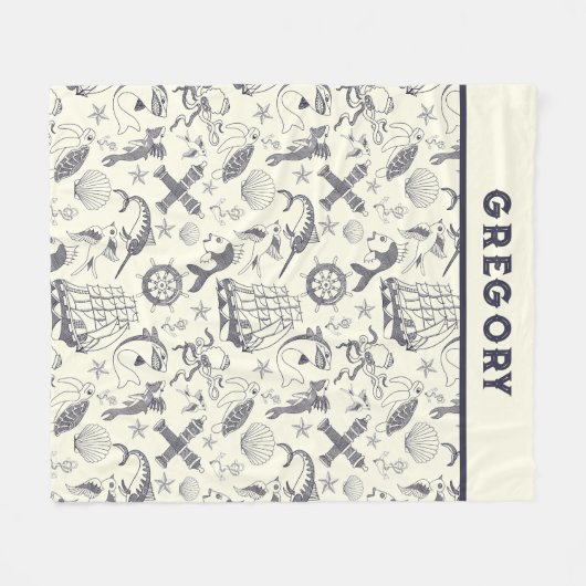 Nautical Old Sailor Tattoos gevierd Fleece Deken (Voorkant (Horizontaal))