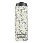 Nautical Old Sailor Tattoos gevierd Thermosbeker (Voorkant)