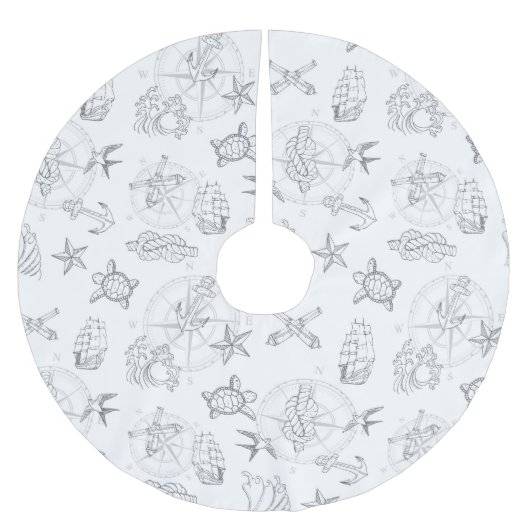 Nautical Old Sailor Tattoos patterned Grey Kerstboom Rok (Voorkant)