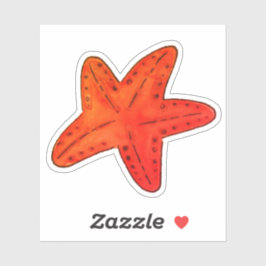 Nautical Oranje Waterverf Zee Creature Starfish Sticker