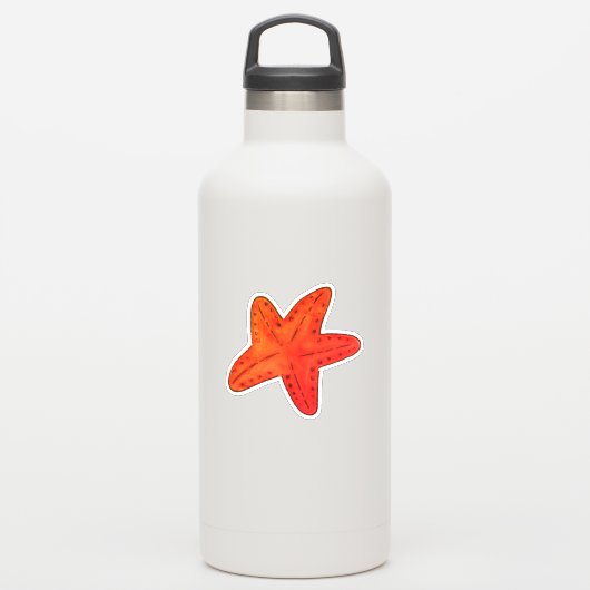 Nautical Oranje Waterverf Zee Creature Starfish Sticker (Waterfles)