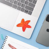 Nautical Oranje Waterverf Zee Creature Starfish Sticker (Laptop met iPhone)