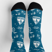 Nautical Paradise: Blue Sailing Boat & Palm Socks Sokken (Top)