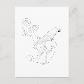 Nautical Parrot Adult Coloring Briefkaart