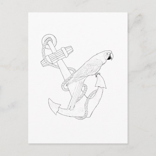 Nautical Parrot Adult Coloring Briefkaart (Voorkant)