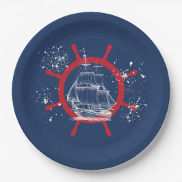 Nautical Party Zeilboot Blauw Papieren Bordje