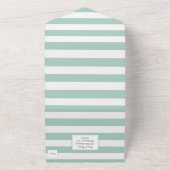 Nautical Pastel Green and White Stripes All In One Uitnodiging (Buitenkant)