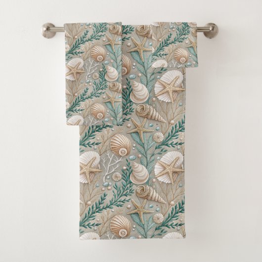 Nautical Pastel Towel Light Brown Beach Style Bad Handdoek (Insitu)