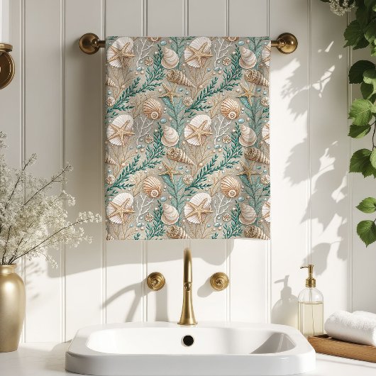 Nautical Pastel Towel Light Brown Beach Style Bad Handdoek